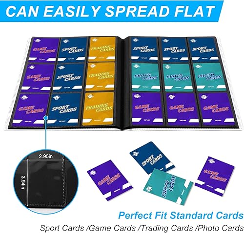 Miniatura 4 de Carpeta de tarjetas de 9 bolsillos, álbum de tarjetas coleccionables con 360 bolsillos, carpeta de tarjetas de béisbol para tarjetas estándar,