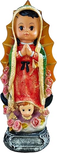 MEXICANDOO Estatua de estilo caricaturista de Nuestra Señora de Guadalupe (Estatua Virgen de Guadalupe Niña) para habitación de bebés y niños,