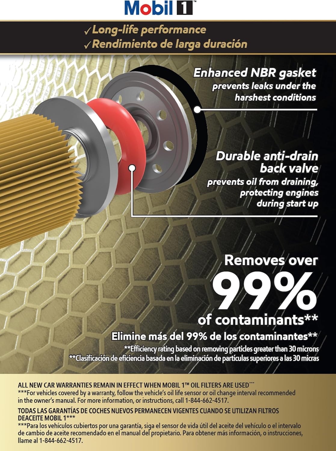 Mobil Oil Filter, Canister, Screw-On, 5-3/16 in Tall, 13/16 x 16 in Thread, Steel, Black, GM Fullsize Truck 1962-2002 / Hummer 1996-2004, Each