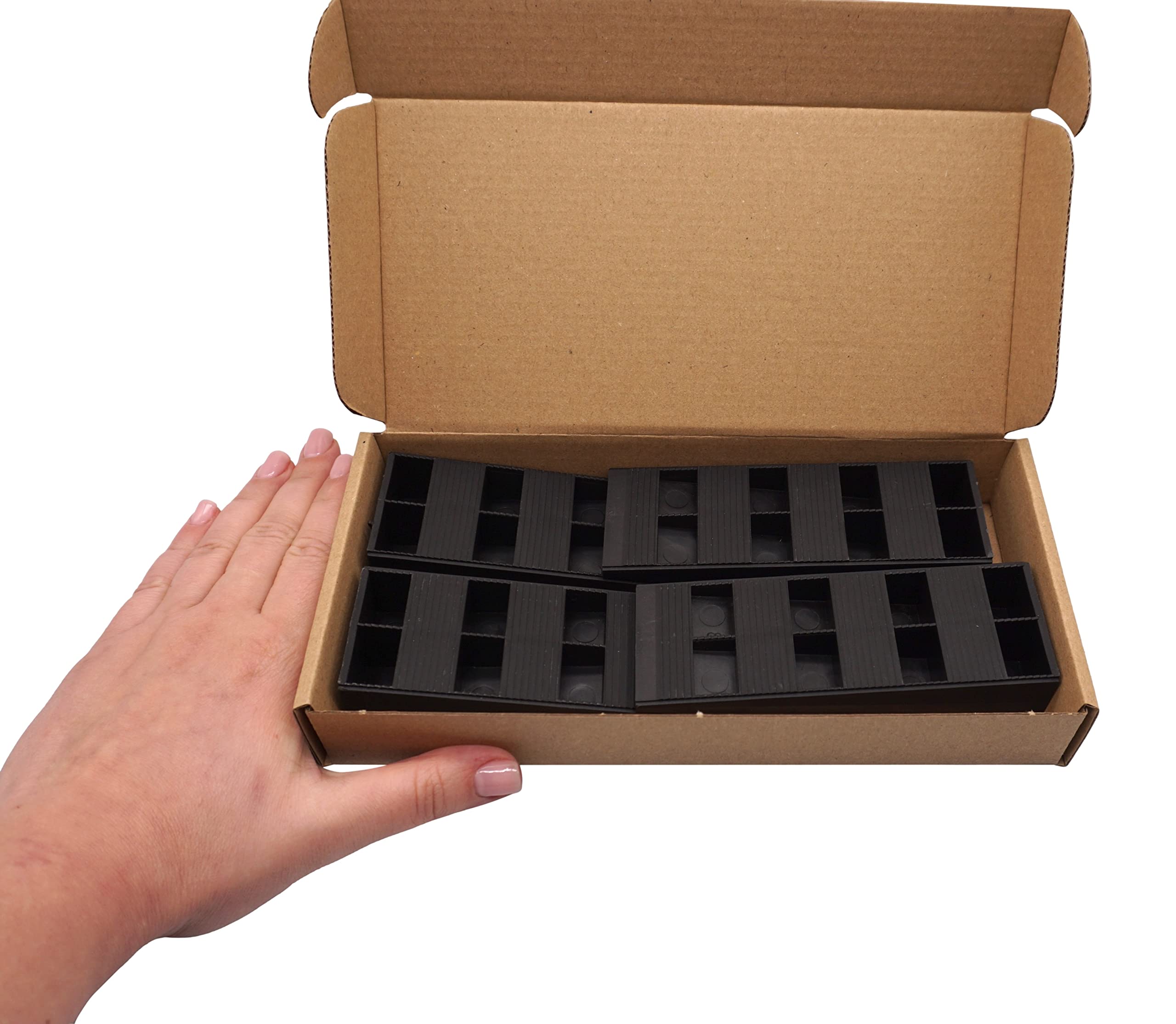 SKIR'CO (4 pcs) Black Plastic Ribbed Wedges 120 x 44 x 25 mm for Leveling Spacing Wedges, Interlocking Wedges - Image 4