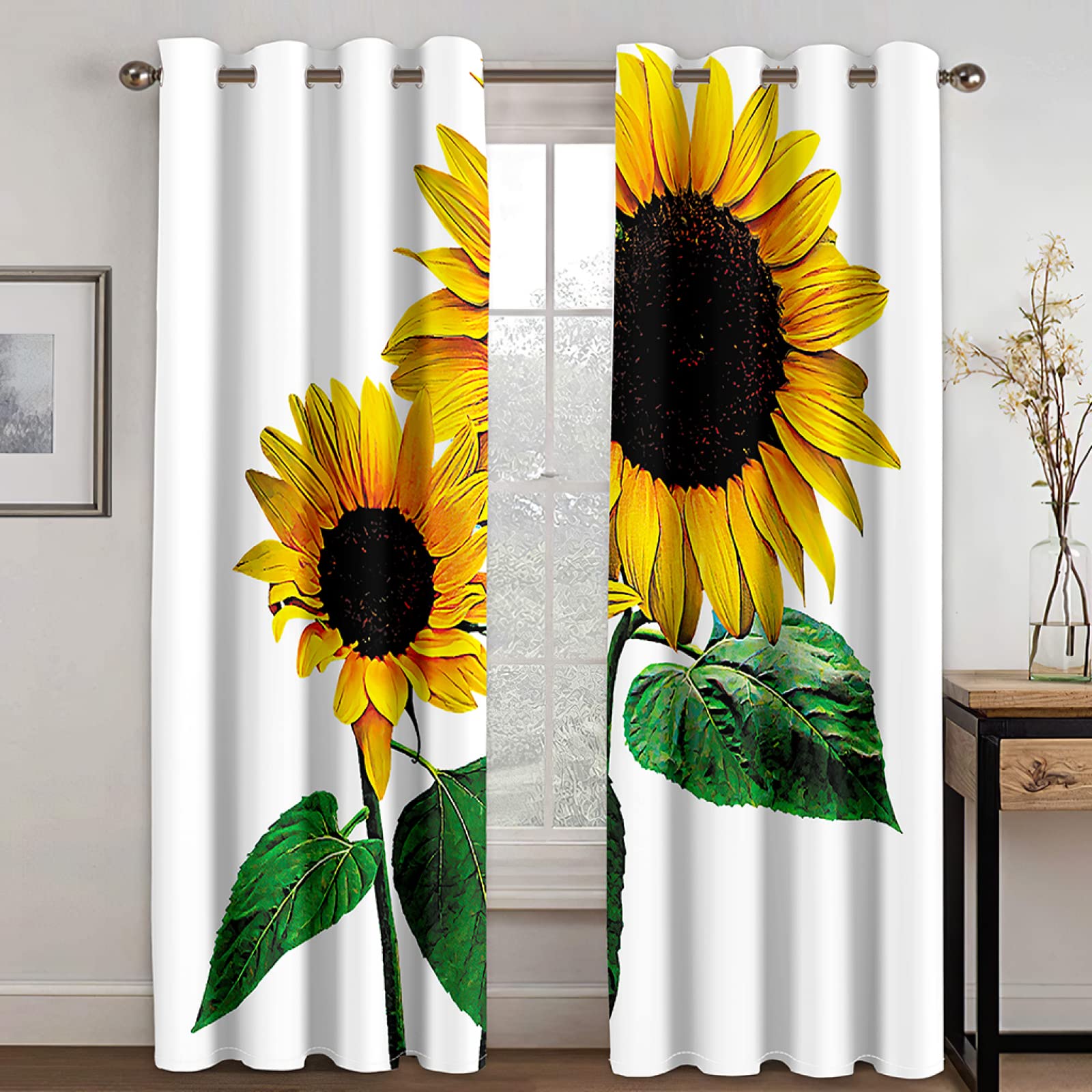 Vorhang Blickdicht Verdunklungsvorhänge Gardienen 2-SetBlume 150x166cm