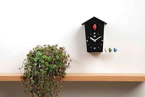 Vista 6 de KOOKOO Birdhouse Mini - Reloj de cuco moderno con 12 canciones naturales de pájaros o llamada de cuco