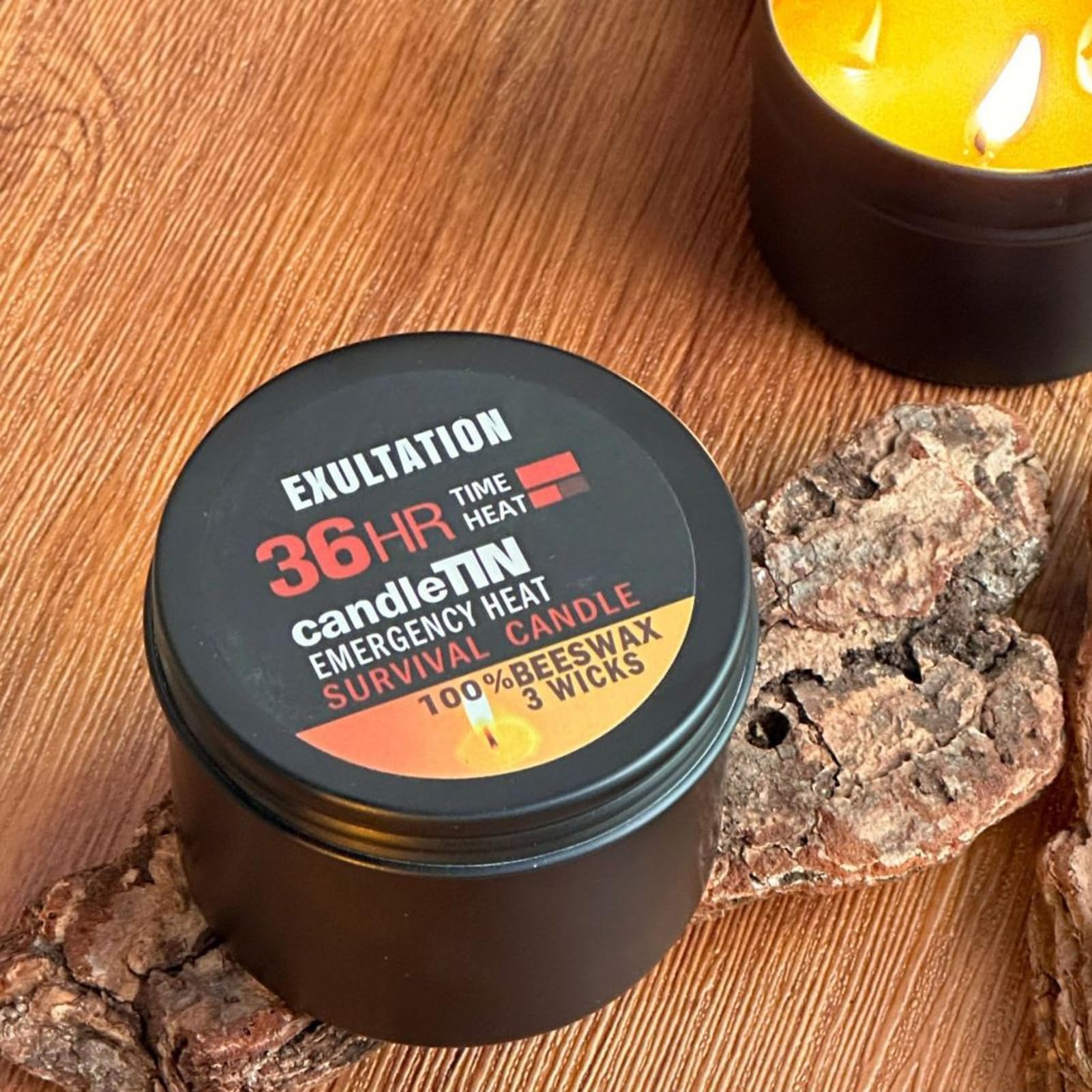 2 velas de 3 mechas de 6,3 x 5 cm, para apagón de energía, larga duración de combustión, 36 horas, resistente al, sin humo, para camping, senderismo, negro