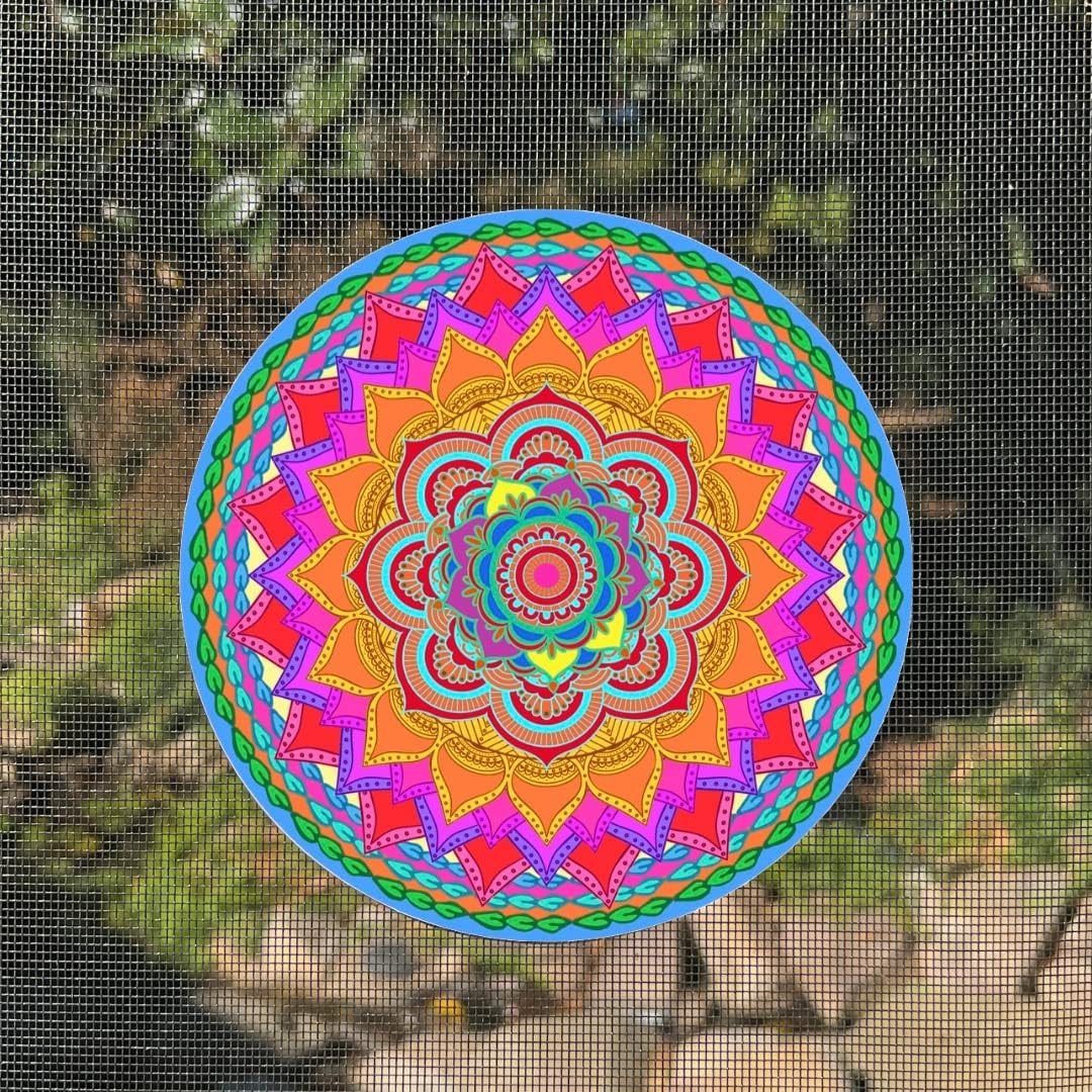 Screen Door Magnets Double Sided – Keep People, Kids, and Dogs from Running into a Screen Door. Saver - Robbins Aria Rainbow Mandala