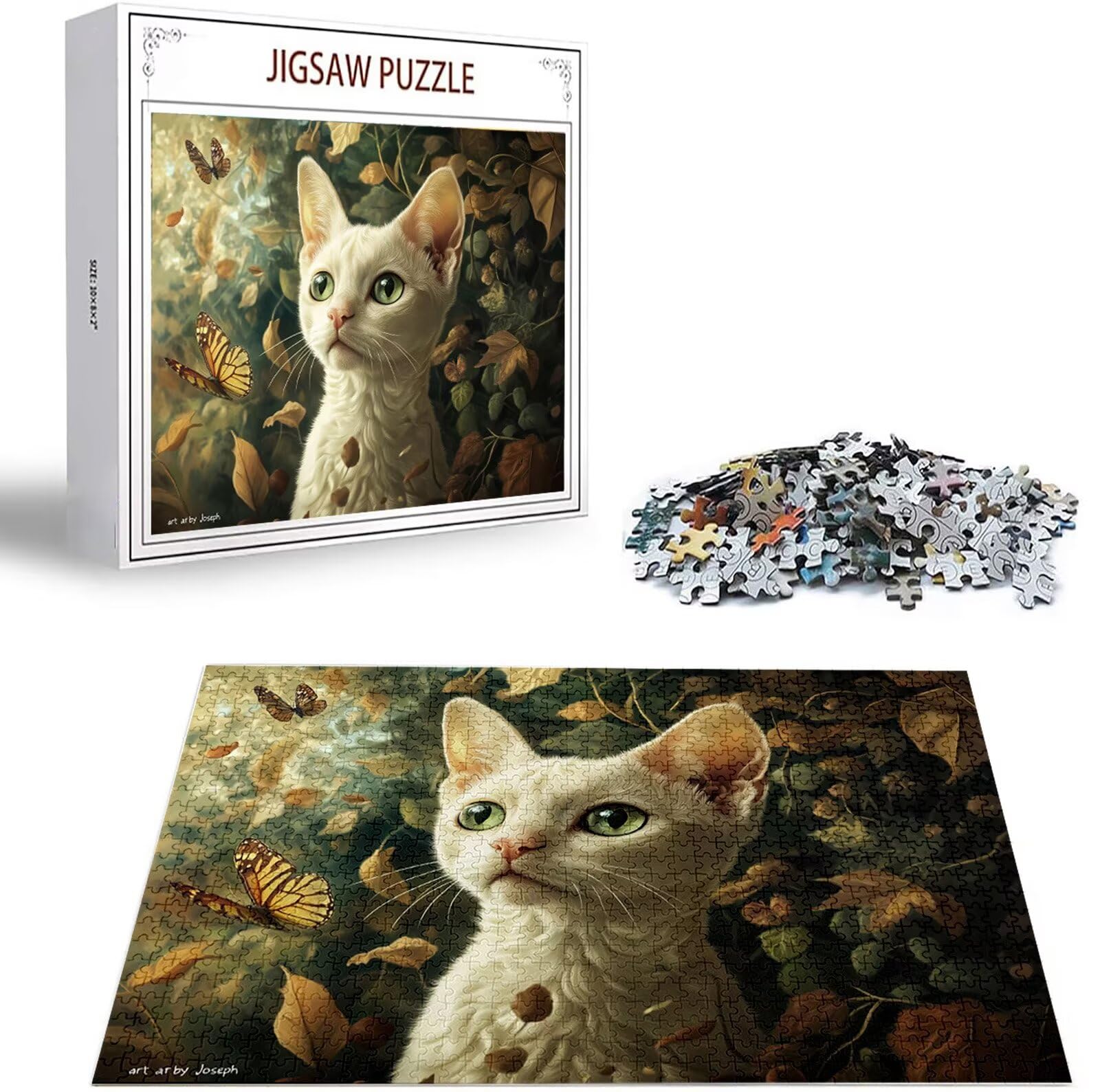Puzzle z kotem, 3000 sztuk, puzzle dla dorosłych, 3000 elementów, drewniane puzzle ze zwierzętami, dla dorosłych, wymagające zabawki, puzzle z pudełkiem, do dekoracji ścian i prezentów, Boże