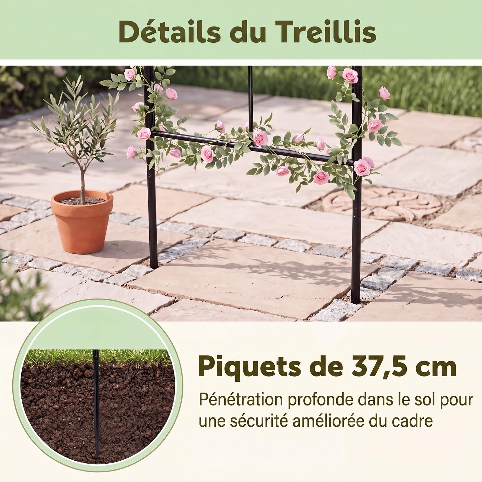 GYMAX Arche de Jardin Rosier en Forme de Cage à Oiseaux, Tonnelle en Métal pour Plantes Grimpantes, Treillis Verticaux, Cadre Métallique Robuste, Décoration pour Repas, Fête, Mariage, 203 x 296 cm