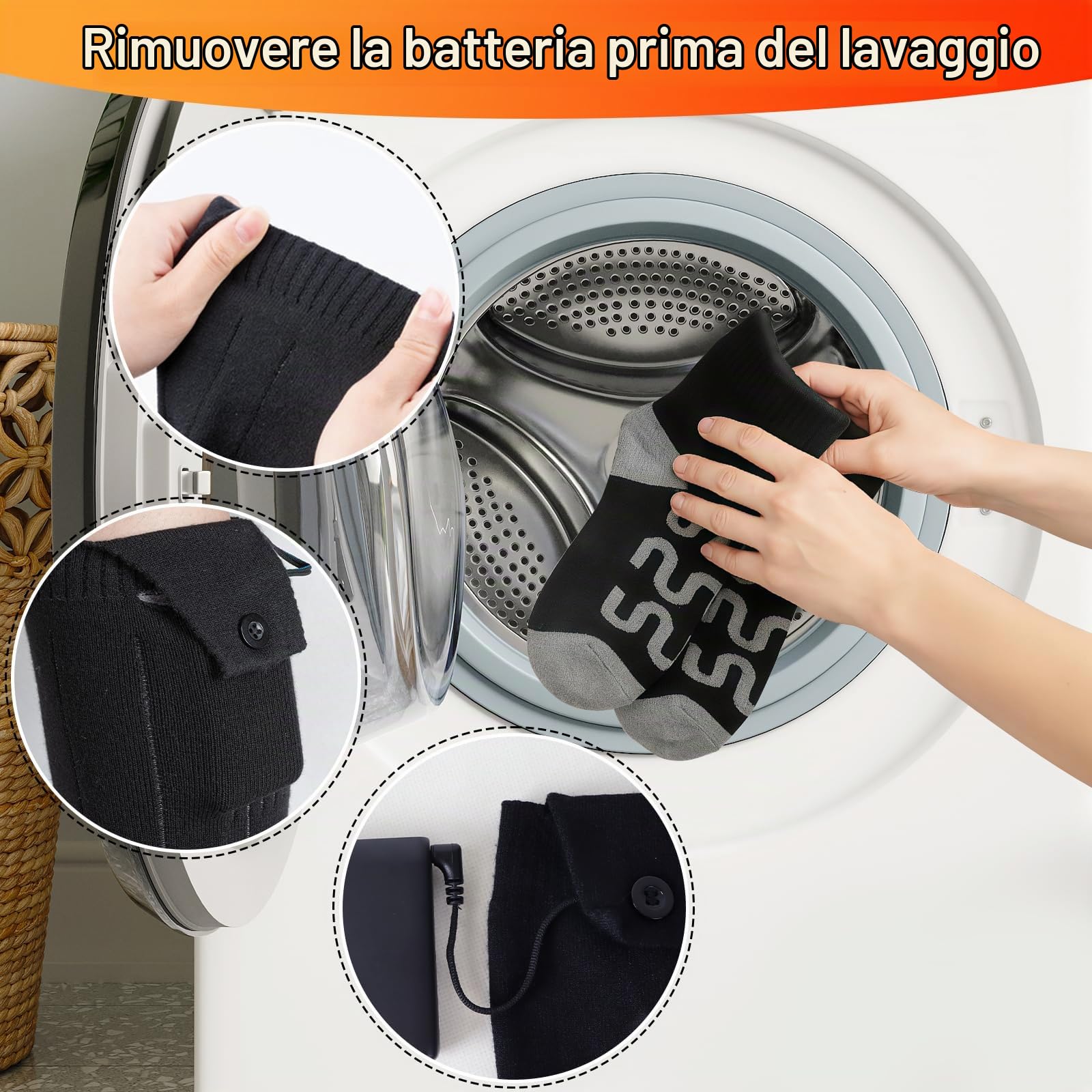 Qoosea Calze Riscaldanti per Uomo & Donna 8500mAh Ricaricabili Elettriche con Controllo APP & Pulsante 4 Impostazioni Temperatura Lavabile in Lavatrice per Sci Camping Escursionismo Pesca Inverno(S)