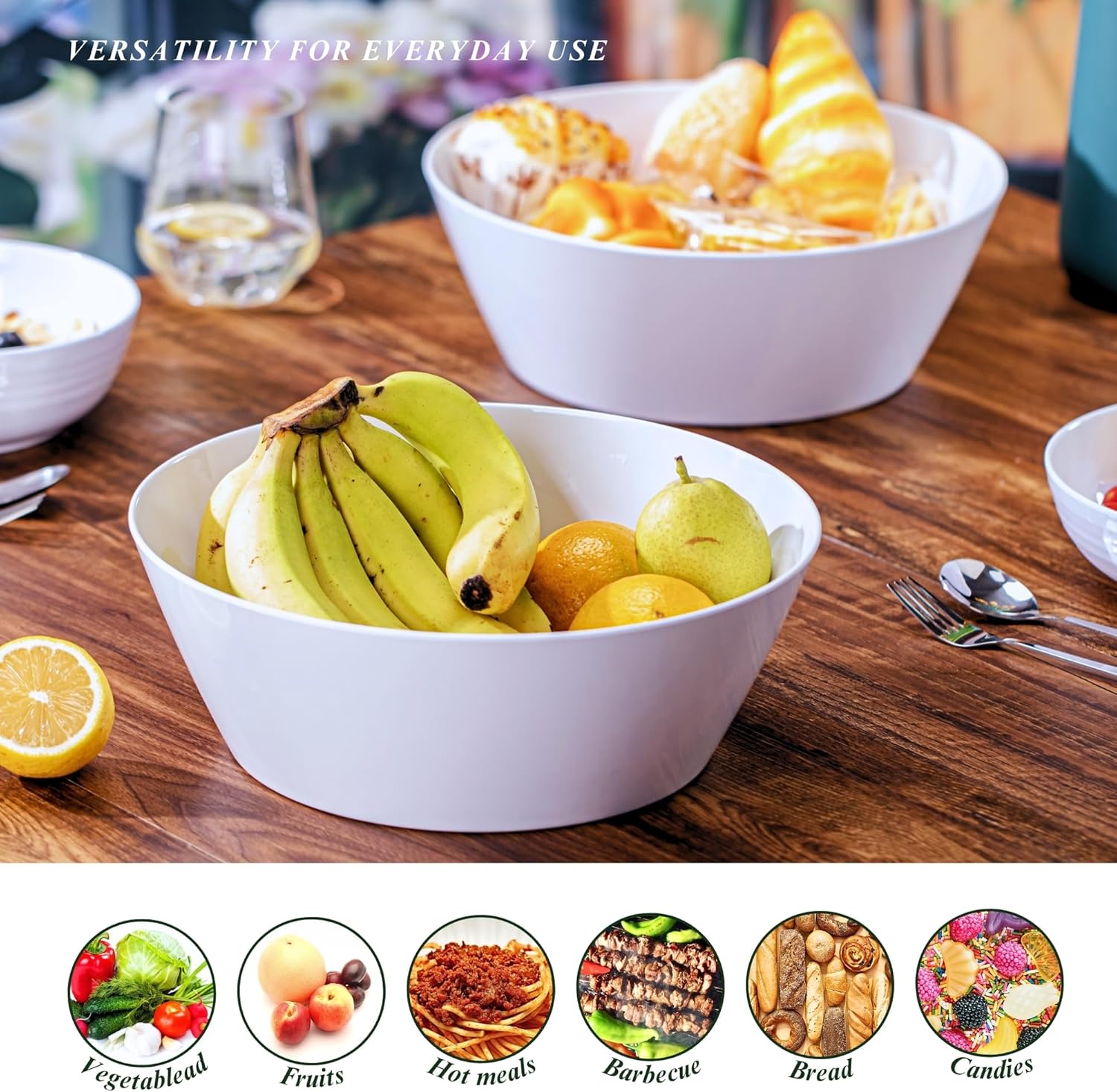 11.5-Inch Melamine Mixing Bowls (Set of 2) - Unbreakable and Reusable Large Serving Bowls, Stackable and Dishwasher-Safe - Versatile for All Meals - Image 5