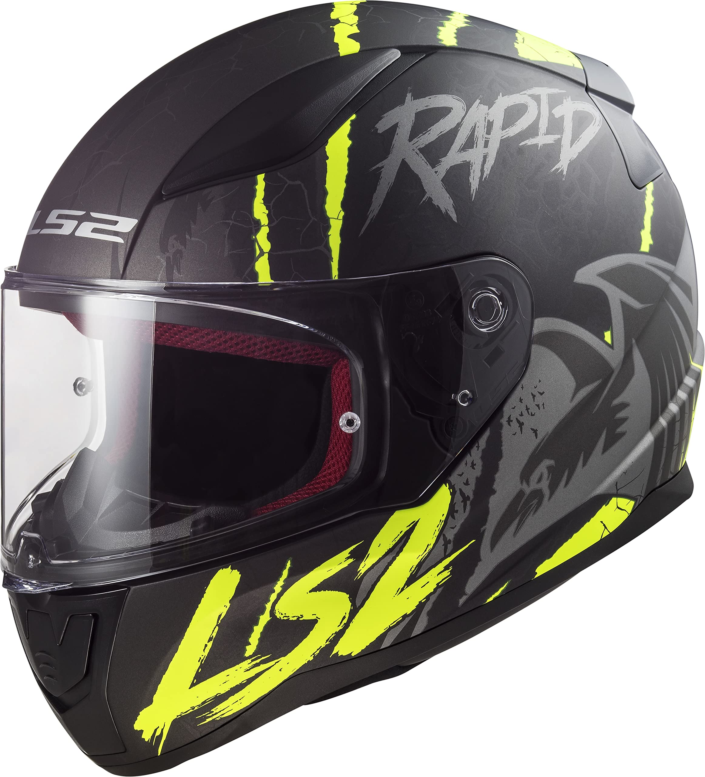 LS2 Motorcycle Helmets - Full Face - Rapid FF353 - Raven - Matt Black Silver H-V Yellow