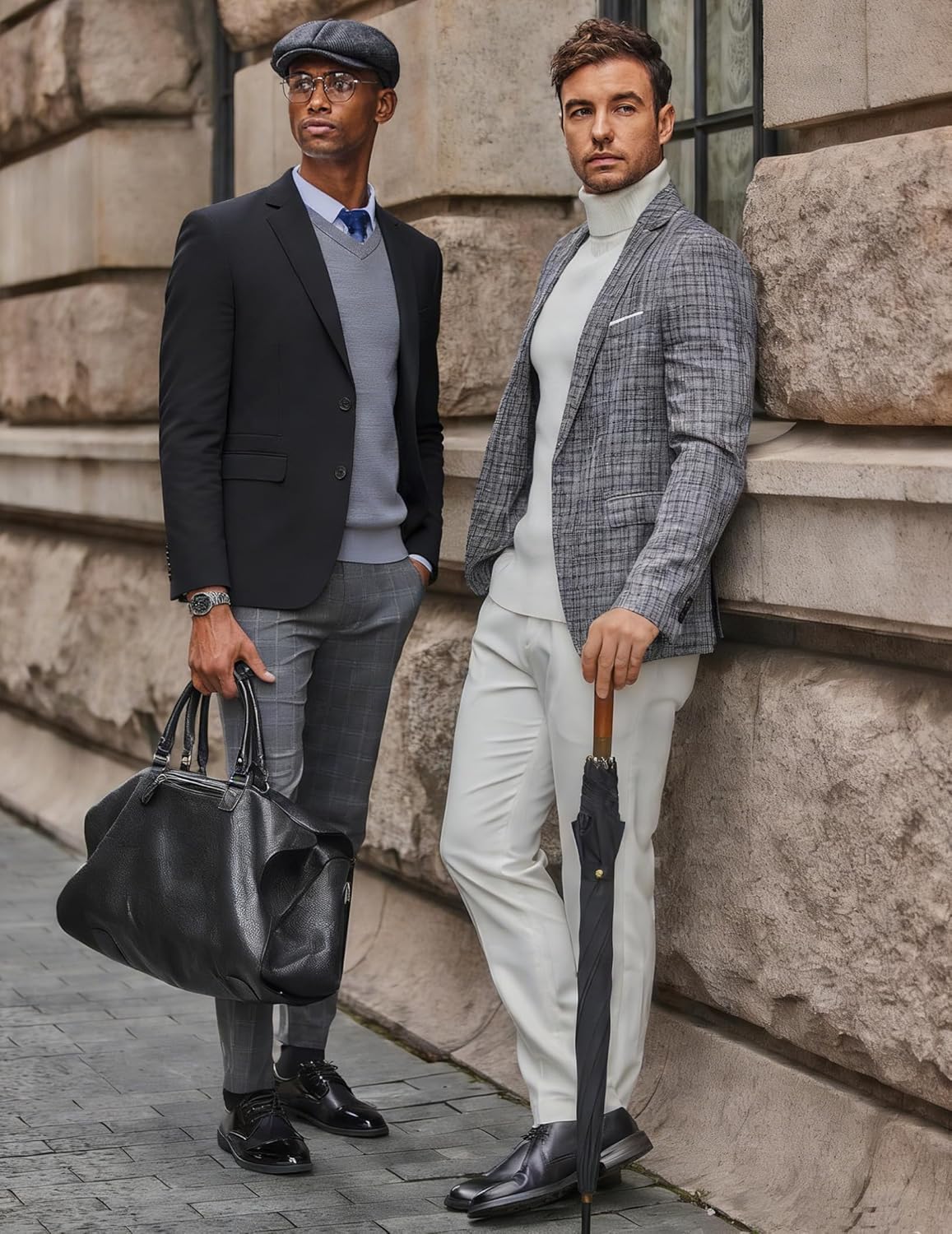 COOFANDY Mens Tweed Blazer Slim Fit Casual Sport Coat Two Button Knit Suit Jacket - Image 3