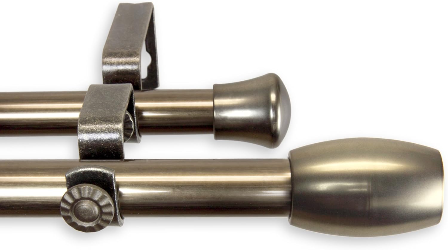 A&F Rod Decor - Caleb Double Curtain Rod 66-120 inch - Satin Nickel