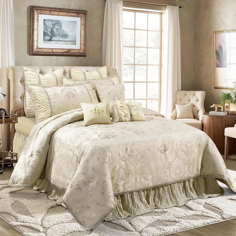Loom and Mill 9 Piece Jacquard Comforter Set Floral Design, Queen image 2