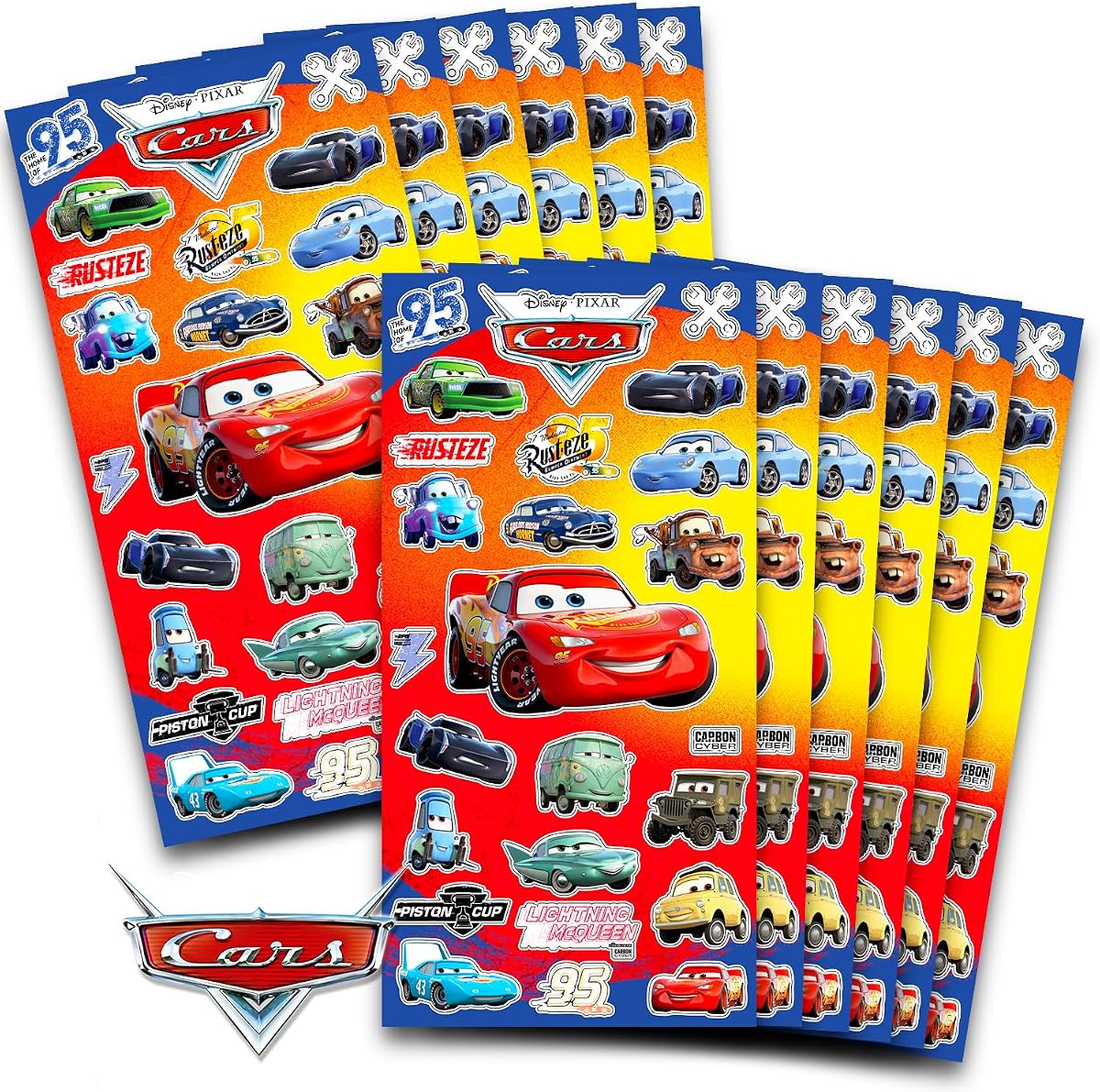 Disney Cars Stickers Party Favors for Toddlers Kids 12 Pack Bundle | Lightning McQueen Sticker Sheets for Kids Birthday Party Goodie Bags - Disney Cars Party Supplies