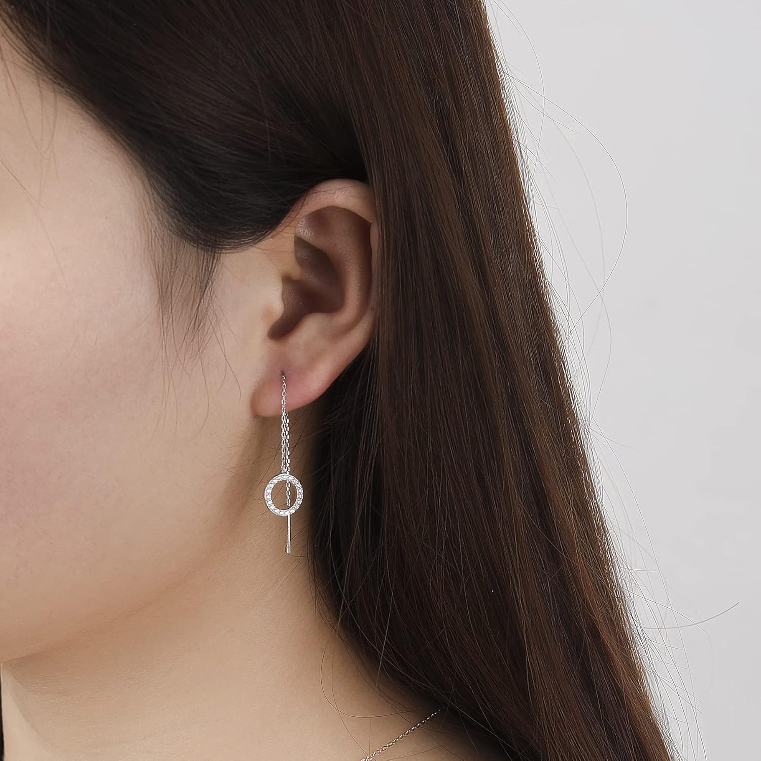 Cowlyn Pearl Dangle Earrings for Women, Threader Earrings Long Drop Earrings, Dainty Hoop Earrings Hypoallergenic Tassel Ear Chain for Wedding Jewelry Gifts - Image 3