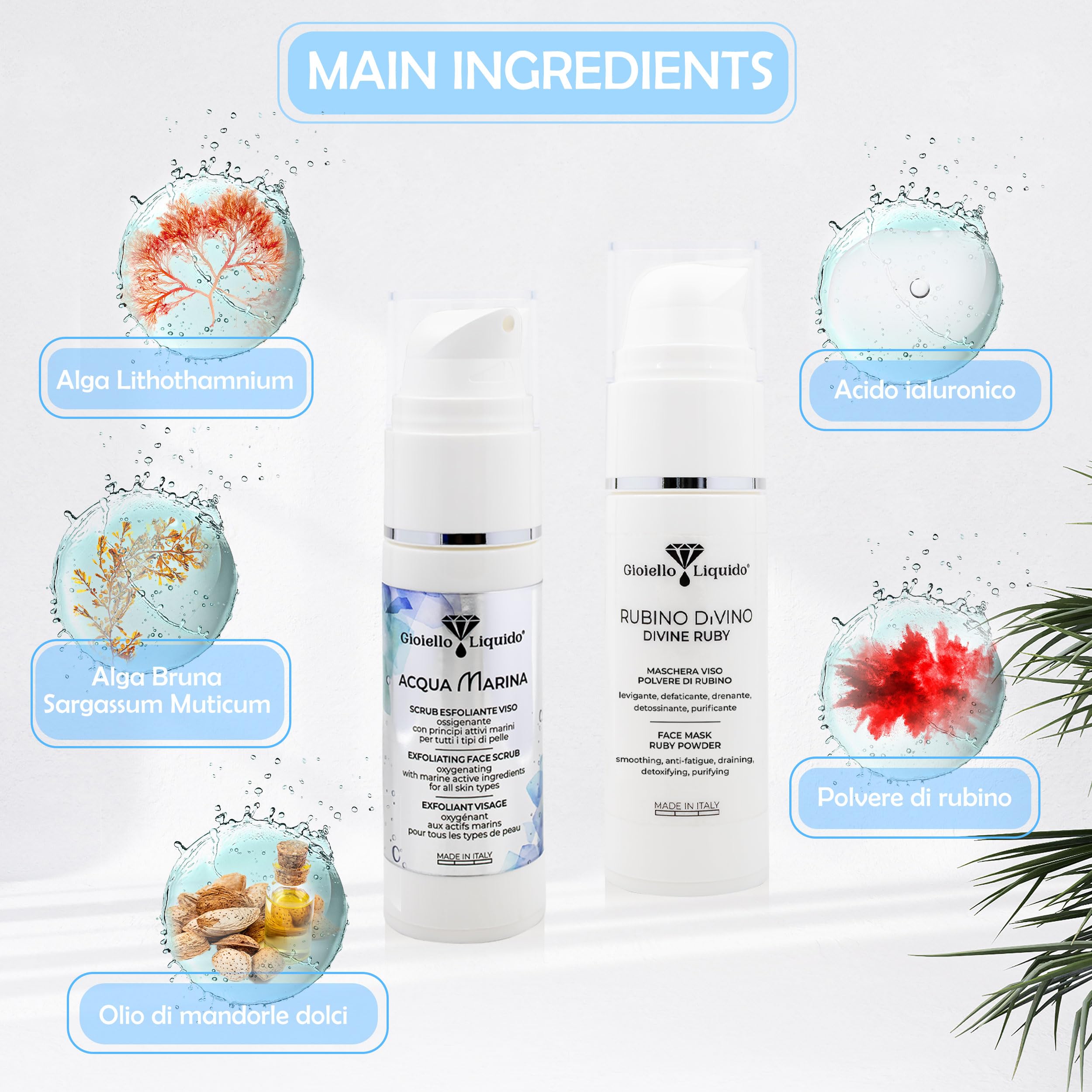 Kit Viso da Viaggio – Maschera al Rubino Illuminante 30ML + Scrub Esfoliante 30ML + Pochette Impermeabile Omaggio - Anti Acne, Kit Skincare Viso Completo, Anti-invecchiamento Idratante Viso