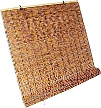 KDLKCT6 Persianas para ambientes externos, persianas de bambu para janelas, persianas enroladas de bambu, cortina de palha, sombra para pátio, tela de privacidade, com elevador, isolamento térmico/sombra romana tecida natural