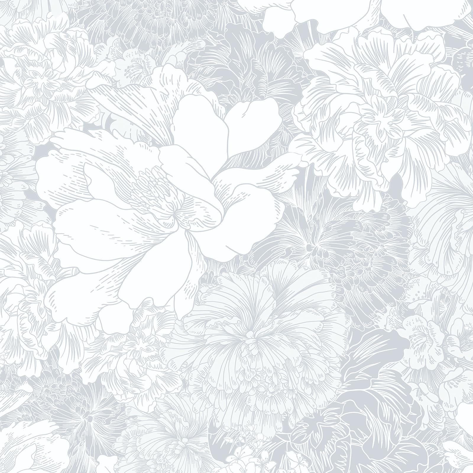 Yomshi Self Adhesive Wallpaper Floral Wallpaper Boho Grey Vinyl Wrap 44 x 1000 cm Peel and Stick Wallpaper for Cabinets Nursery Living Room Covering Wall Deco Upgrade Thicken Waterproof