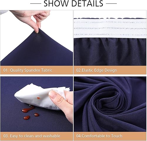 Miniatura 6 de Tegeme Paquete de 2 manteles cuadrados ajustables con elástico de 34 x 34 pulgadas, manteles pequeños de elastano elásticos y plegables para cocina