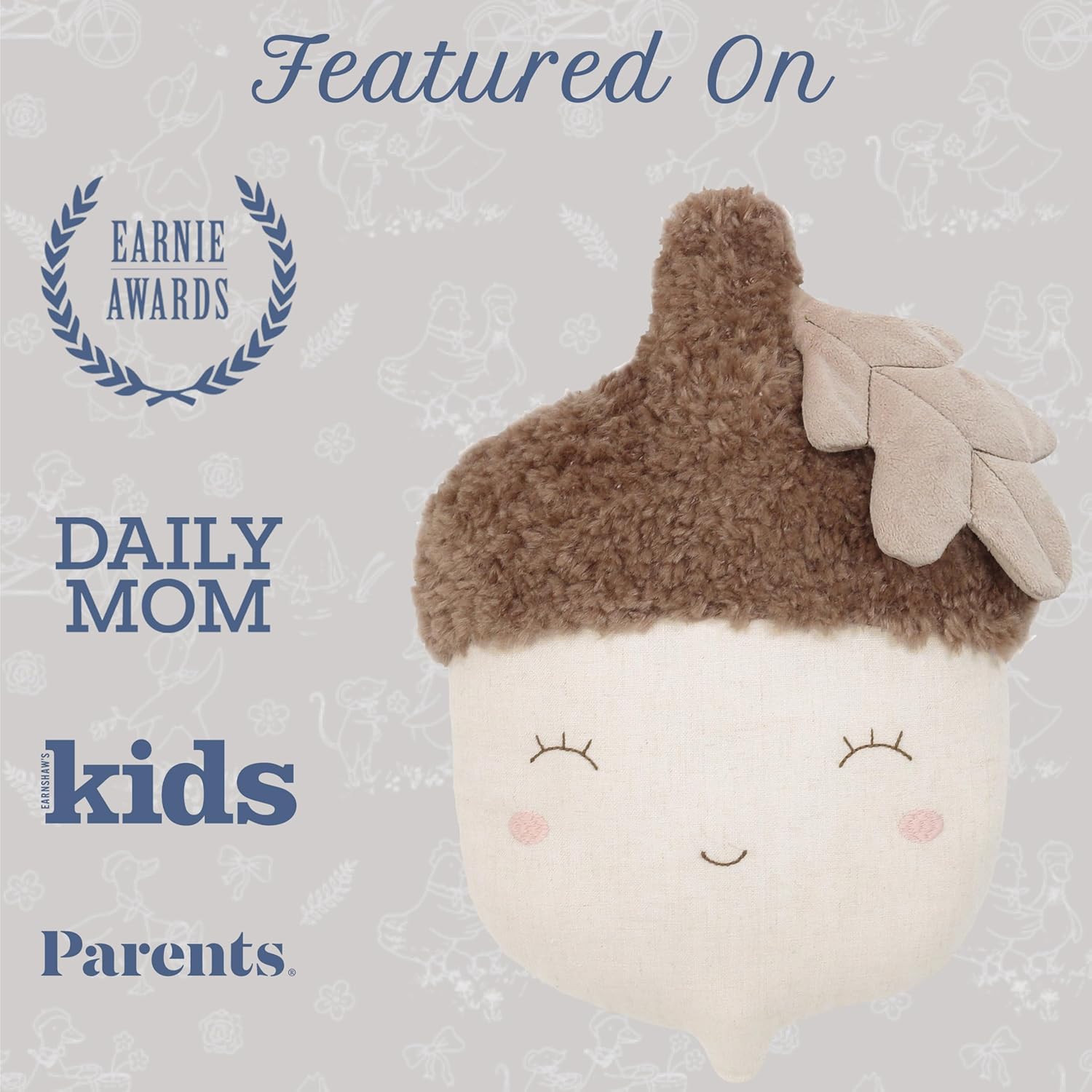 MON AMI Nutty Acorn 14-Inch Plush Pillow Toy for Boys & Girls | Soft Woodland Acorn Plush | Cozy Decorative Accent | Gift for Fall & All Ages