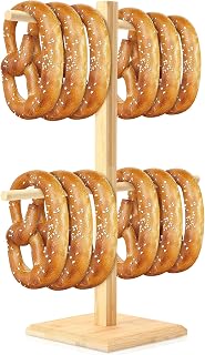 Pretzel Holder Stand Oktoberfest Bamboo Pretzel Display Rack Hanger with Arms Hanging Sausage Mug Hook Stand for Oktoberfest Party (52 x 40cm)