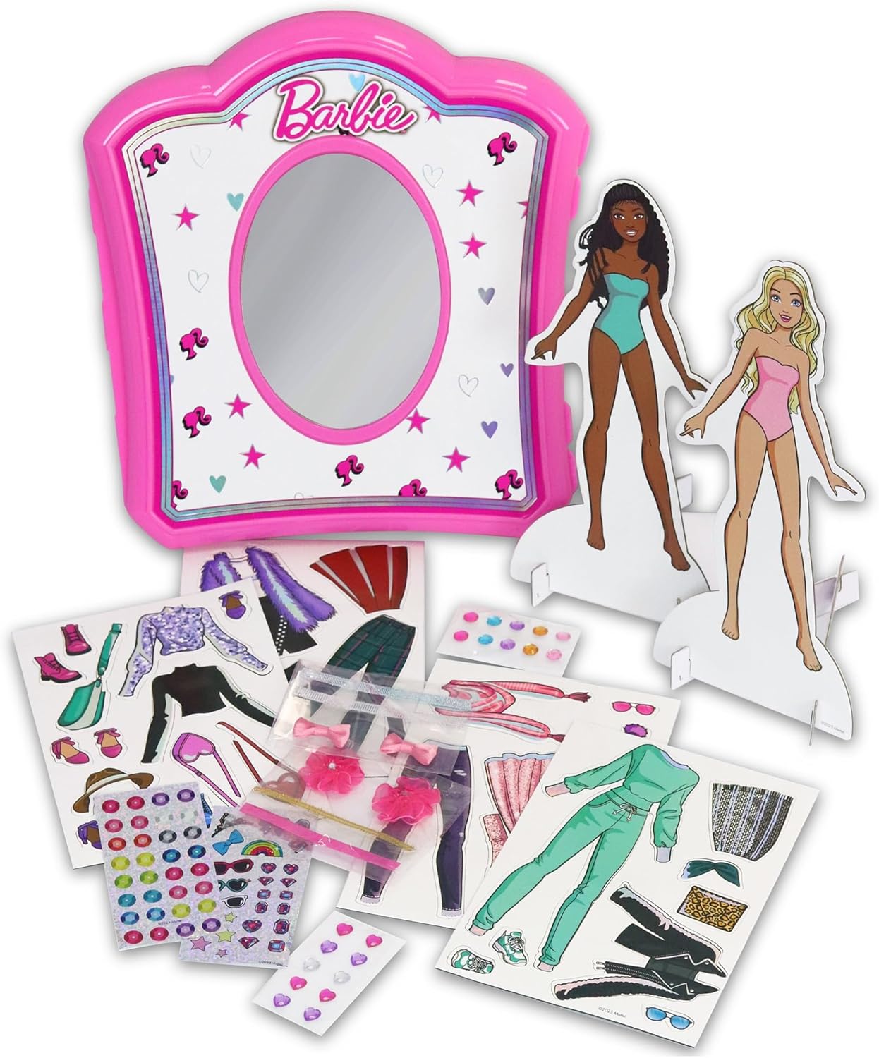 Barbie: Magnetic Dress Up Closet Activity - Fashion Design Playset, Mix & Match Accessories, Decorate & Display, Pink Closet Storage Case, Kids 3+