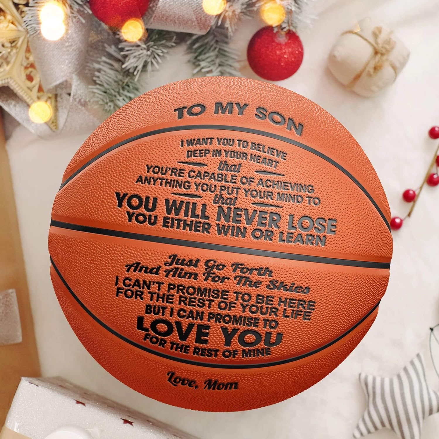 GadgetsTalk Engraved Basketball Gift - Unique Gifts for Son from MOM - You Will Never Lose - from MOM : Sports & Outdoors