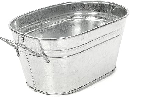 Miniatura 3 de Hosley Juego de 6 macetas ovaladas galvanizadas de 7.5 pulgadas de largo de 3.5 pulgadas de alto. Regalo ideal para bodas, inauguración de casa,