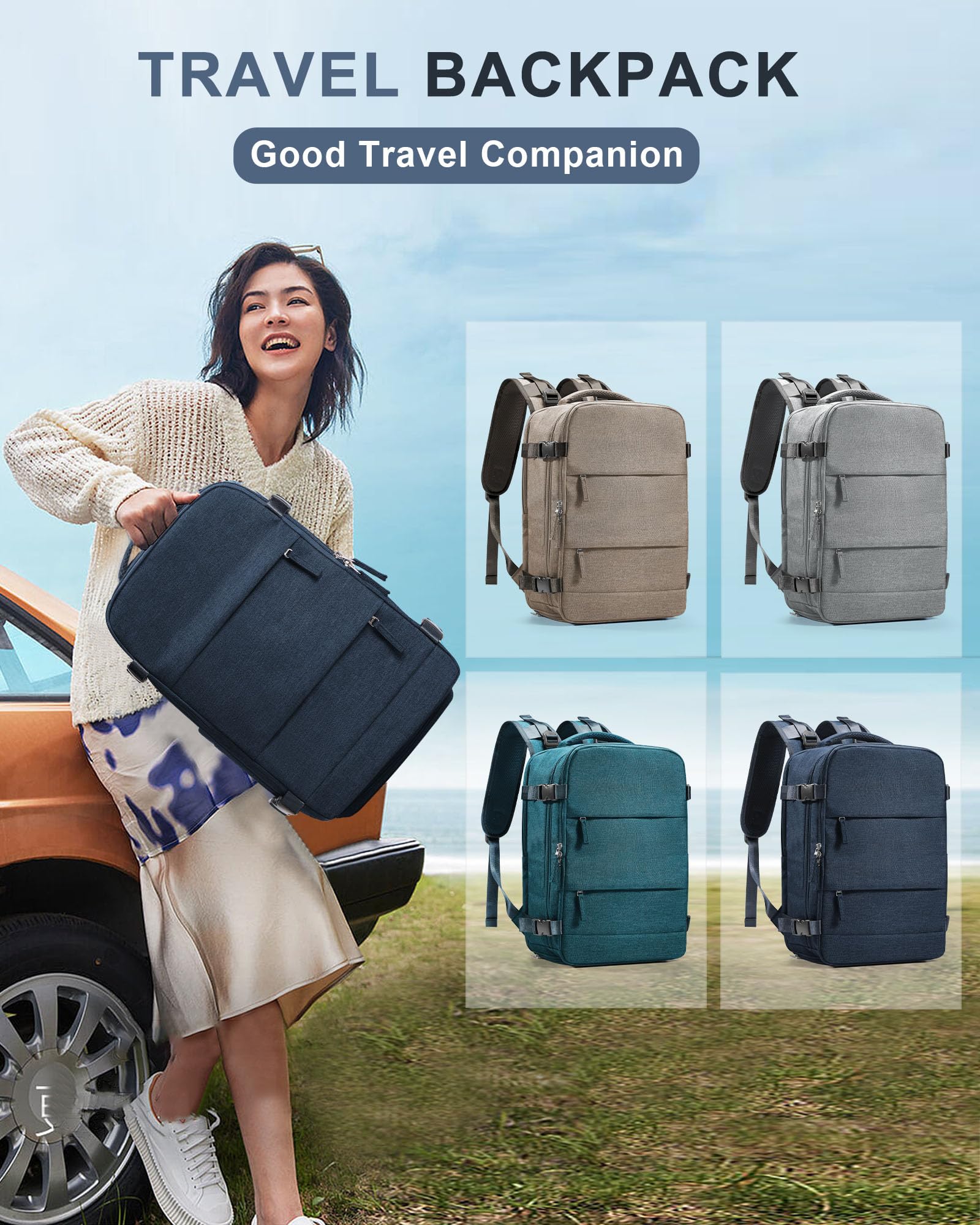 BJLFS Borse da Cabina per Ryanair 40x20x25 Bagaglio a Mano Zaino Borsa Zaino da Viaggio, Zaino da trekking,Zaino Easyjet 45x36x20,Zaino Casual per laptop da 14 pollici per scuola