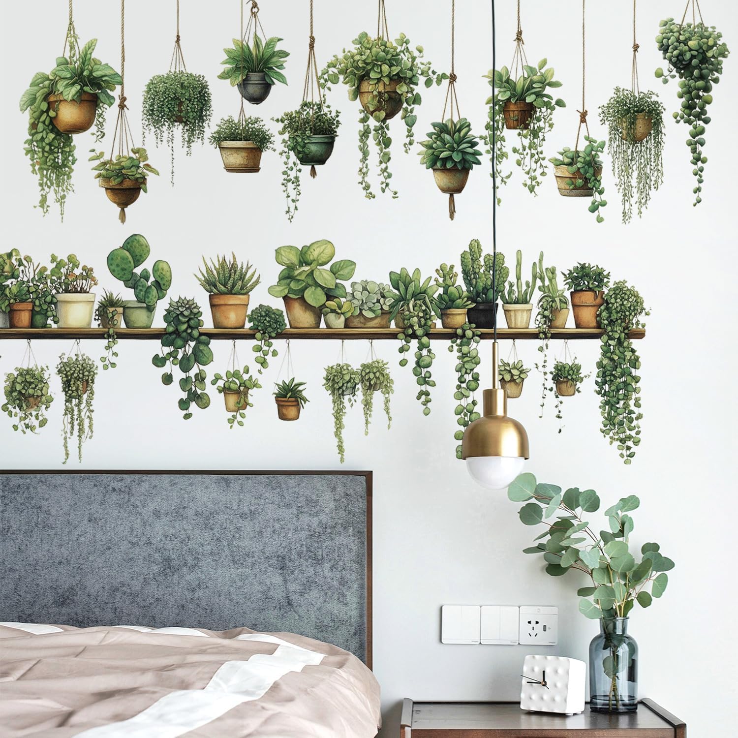 المتكامل - ملصقات حائط معلقة على شكل نباتات خضراء، ملصقات جدار... - view 5
