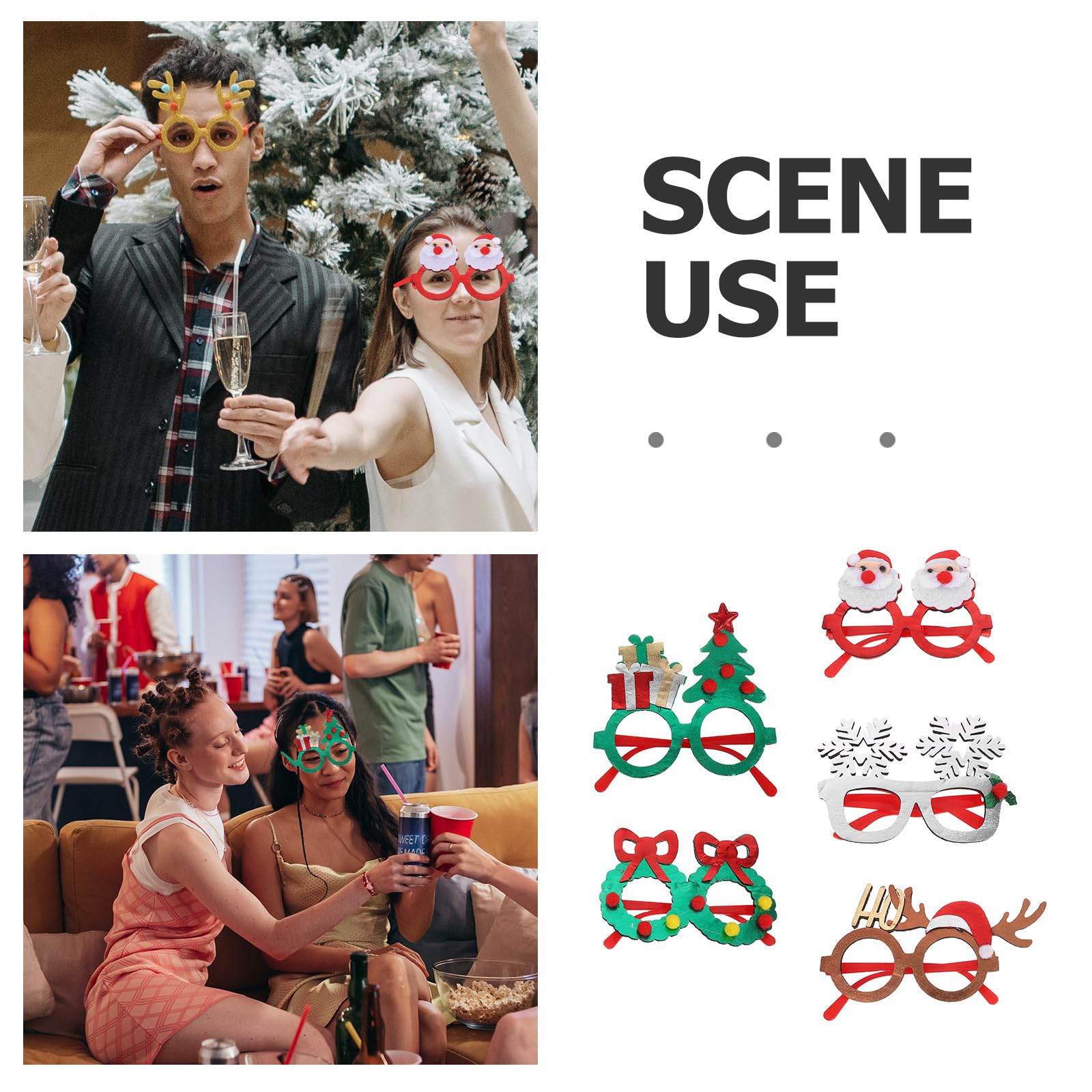 TOYANDONA 20 Piezas Gafas Navideñas de Fiesta Patrón de Copos y Árboles