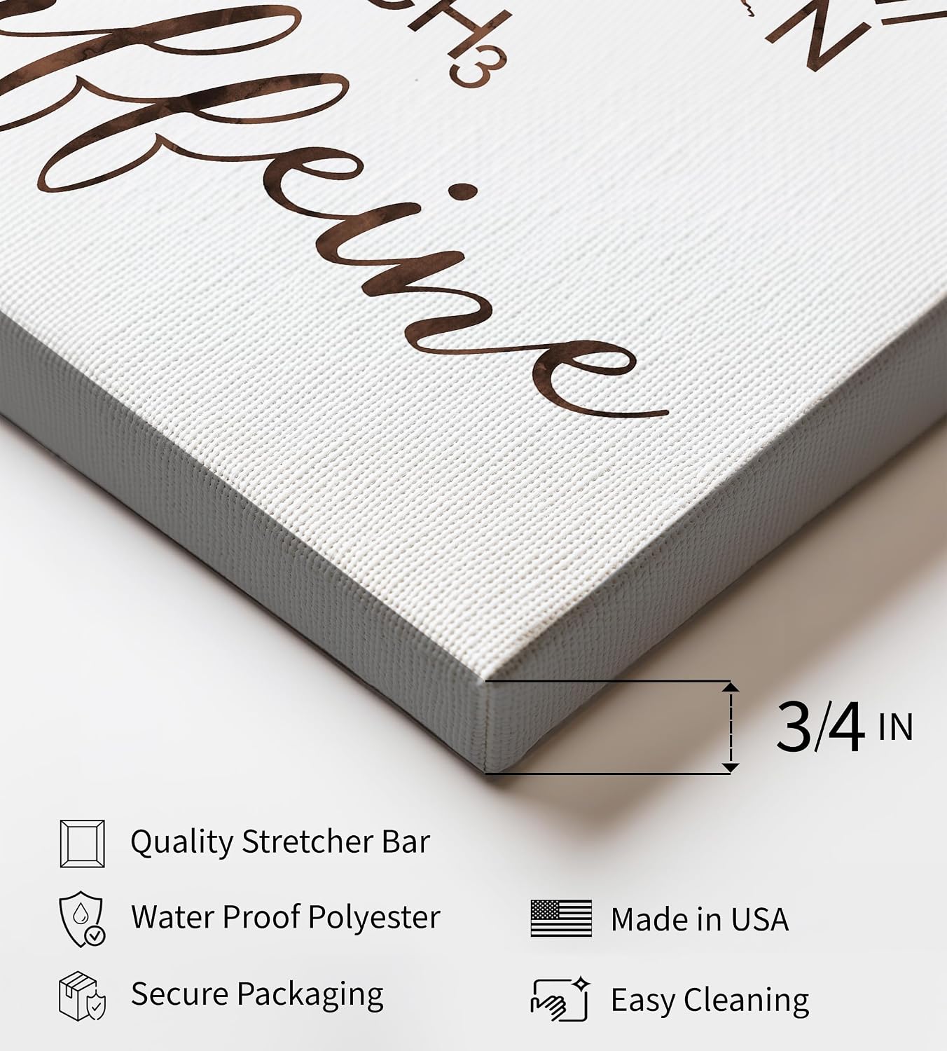 Poster Master Caffeine Canvas - Coffee Print - Caffeine Molecules Art - Gift for Men, Women, Coffee Lover & Barista - Funny Wall Decor for Kitchen, Cafe, Bar or Restaurant - 8x10 STRETCHED Canvas