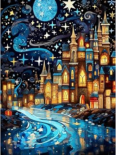 Lophomie Diamond Art Kits for Adults, 5D DIY Starry Night Diamond Painting Kits for Adults Beginners, Diamond Dots Kits Gem Arts Crafts for Home Wall Decor 12x16 Inch