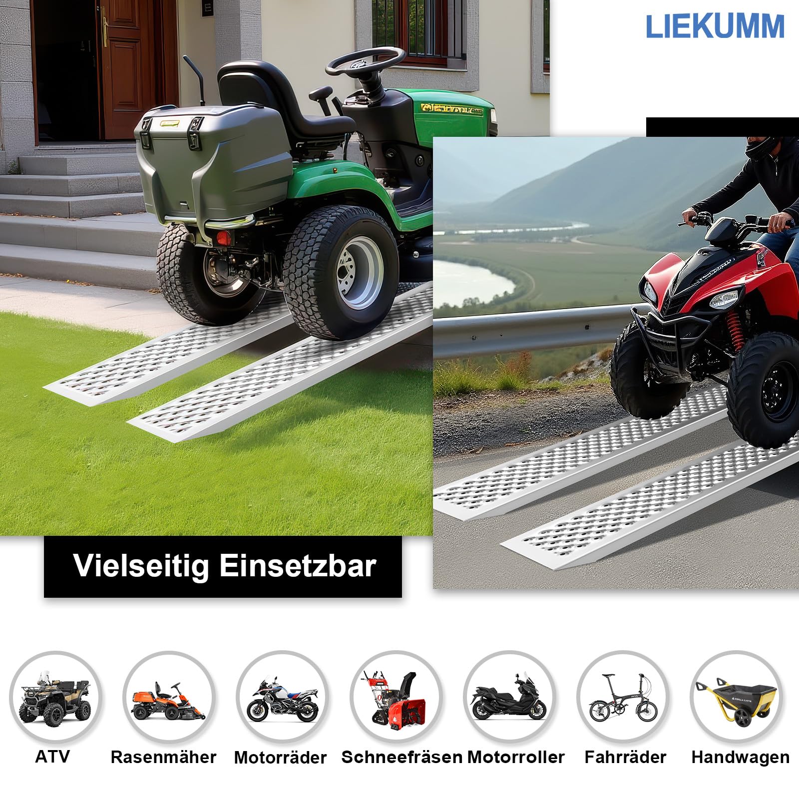 LIEKUMM 1 x 180 cm oprijplaat, 280 kg draagkracht, inklapbaar stalen motoroprijplaat, oprijplaat voor aanhanger, ATV, motorfiets, fiets, auto, laadhelling voor aanhanger