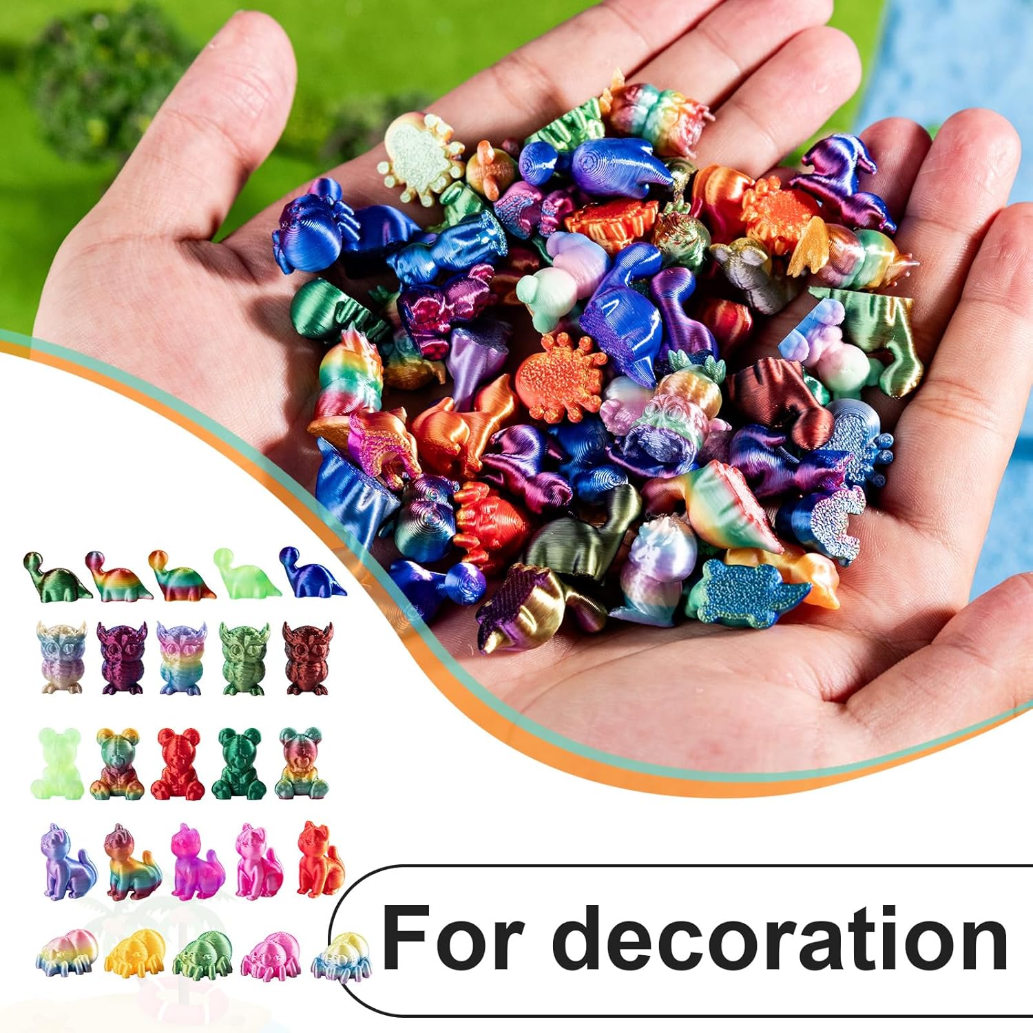 140PCS 3D Printed Mini Animals Set - Realistic 3D Animals Collection (Cat, Bear, Spider, Owl, Dinosaur) for Decoration, Display and Gifts