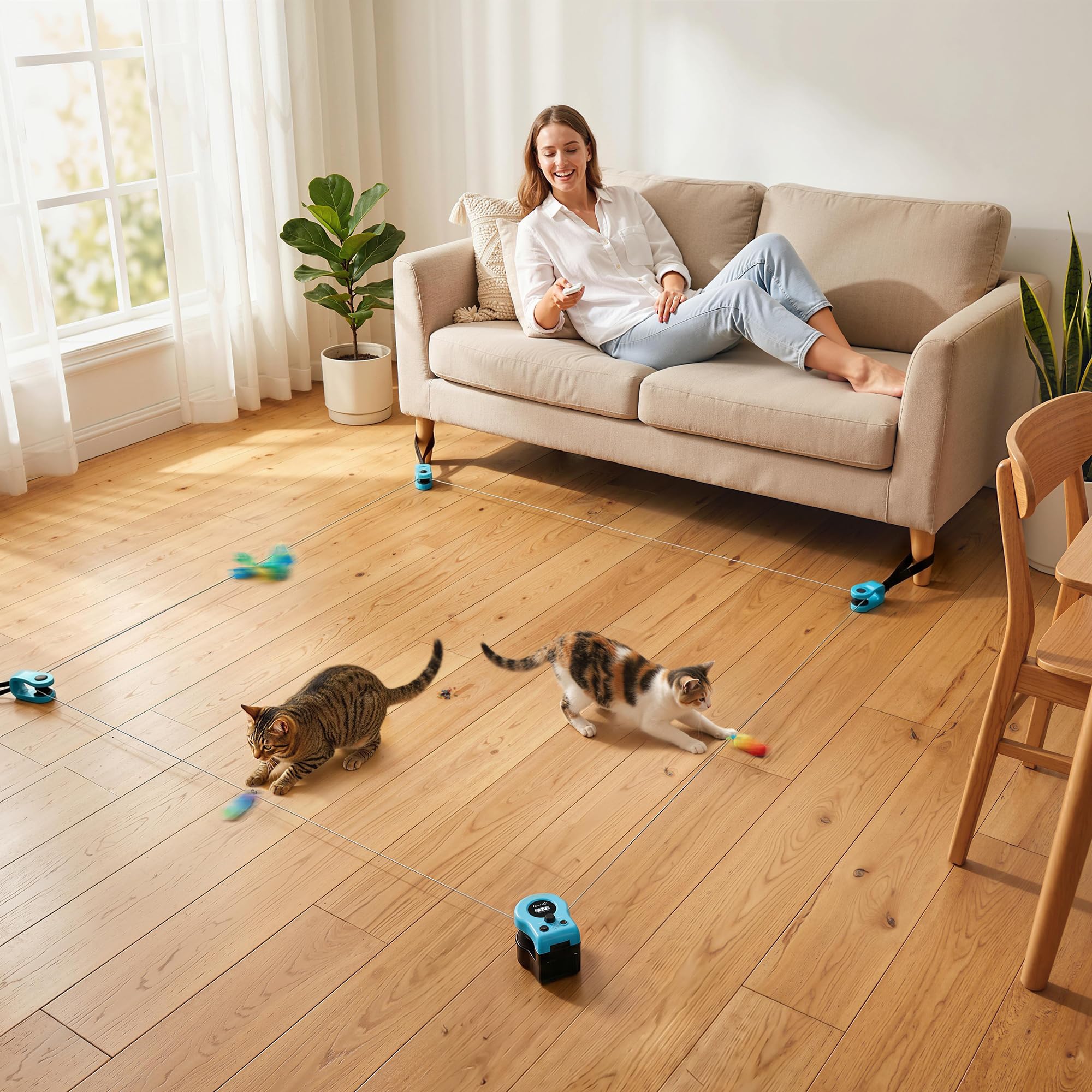 PawHut Juguete interactivo para gatos automático/teledirigido, cinta de correr para gatos autoempleo, juguete de caza de gatos simulado eléctrico con velocidad ajustable senderos ajustables
