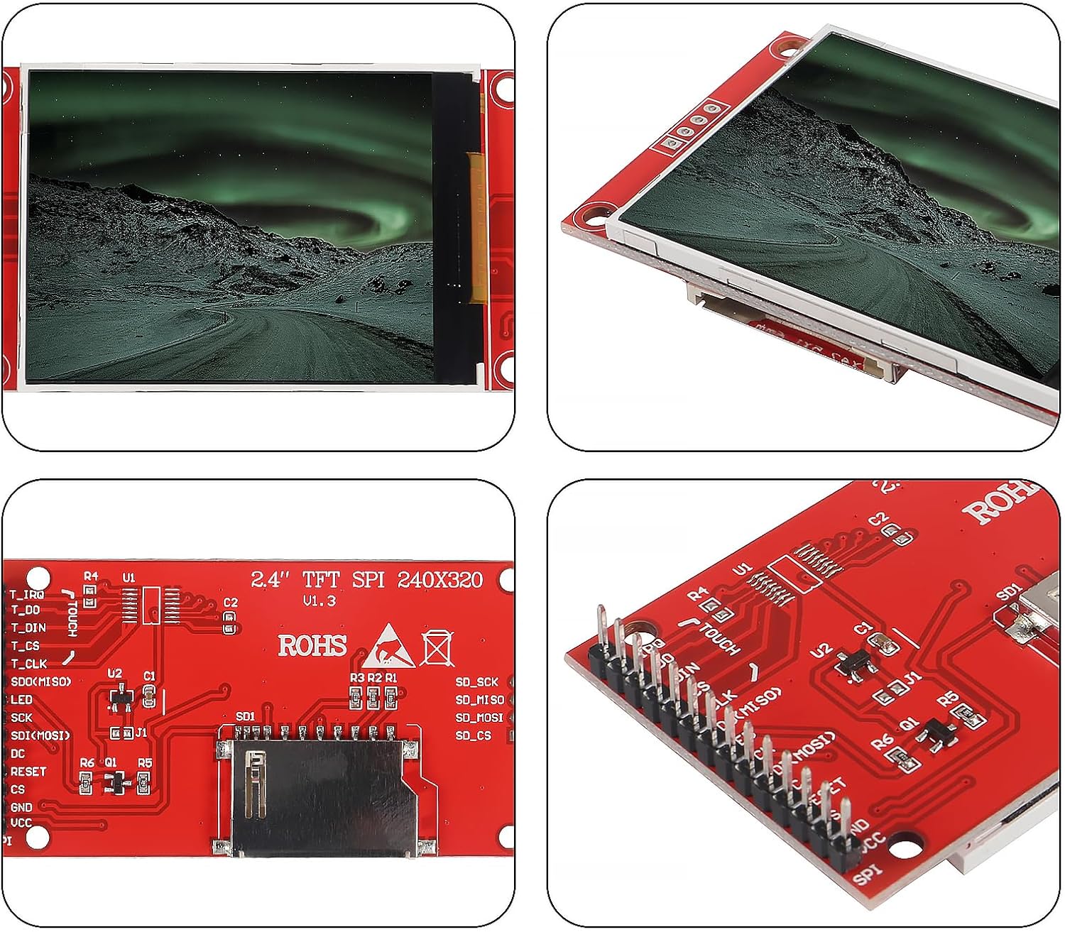 2pcs 2.4" SPI TFT LCD Display Screen Module ST7735 240×320 TFT LCD Screen Shield 3.3V RGB 65K for Arduino