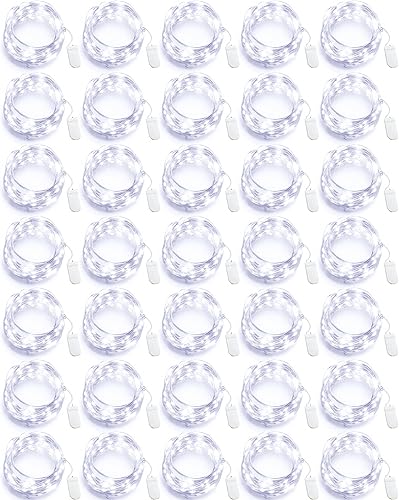 50 luces LED de hadas que funcionan con pilas, cadena de luces flexibles de 7 pies, 20 luces LED de hadas impermeables p