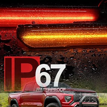 Led Side Marker Lights Replacement for 2023+ GMC Canyon Pickup Amber Front Rear Red Side Markers Left Right Fender OEM Fit Sidemarker Lamps Kit Euro Smoked Lens