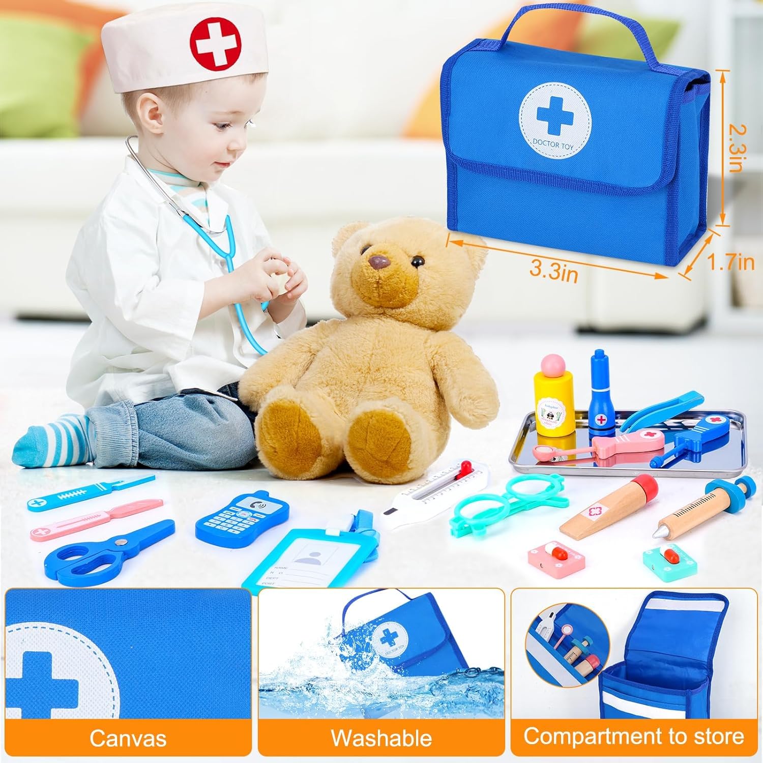 Doctor Kit for Kids, Pretend Playset for Toddlers, Doctor kit for Toddlers 3-5, with Medical Bag, Stethoscope and Other Accessories, for Boys and Girls Fun Role Playing Game