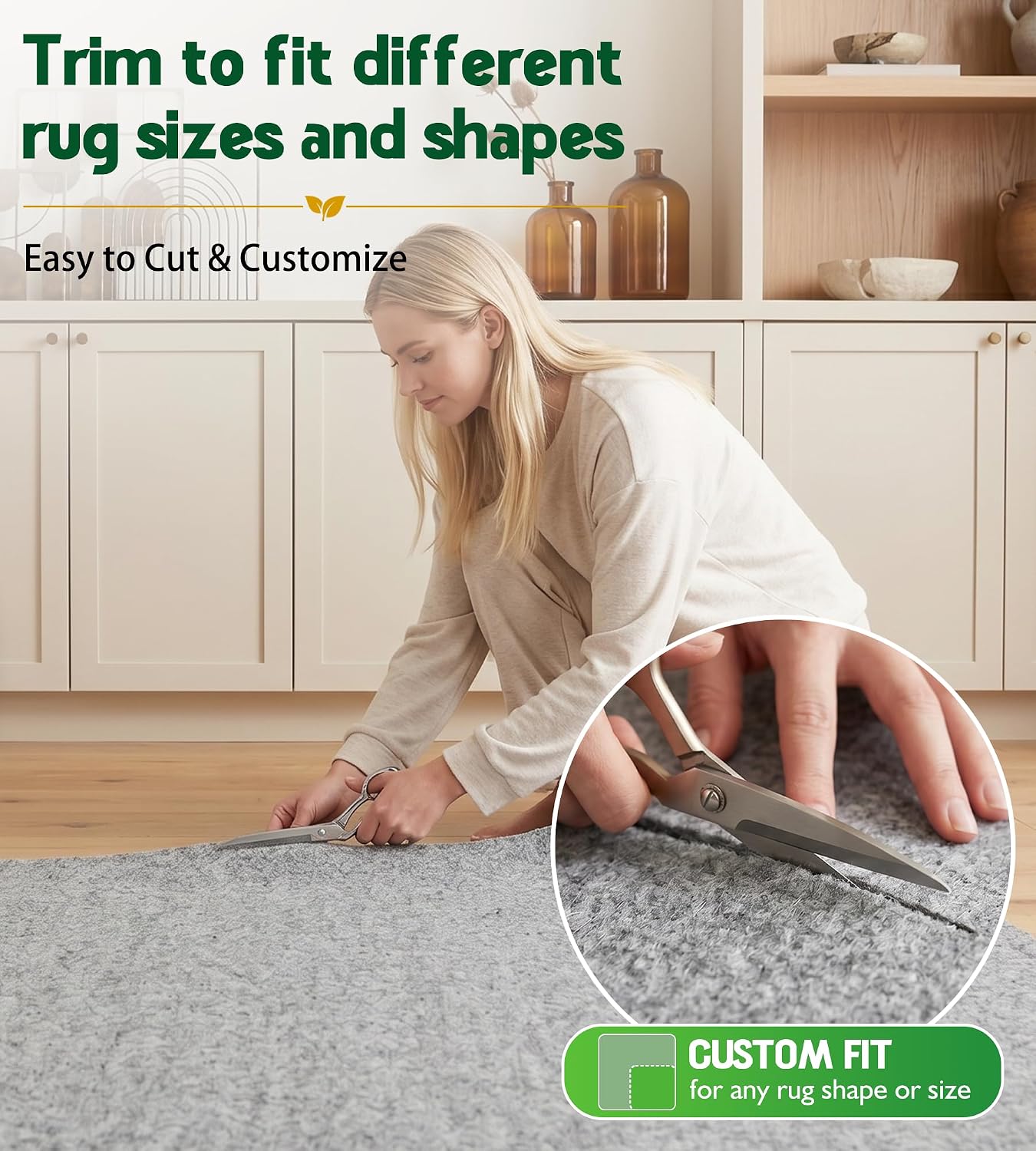Felt Rug Pad 10x14-1/4 Inch Thick Cushion for 10' x 14' Carpet Mat Liner, Protection Cushioning for Hardwood Tile Floors Protective Comfort Insulation Underlay Keeps Area Rugs Securely in Place