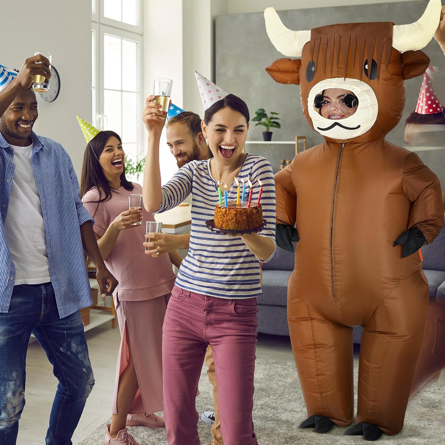 Halloween Adults Inflatable Highland Cow Costumes Full Body Highland Cow Blow up Costumes for Halloween Cosplay - Image 6