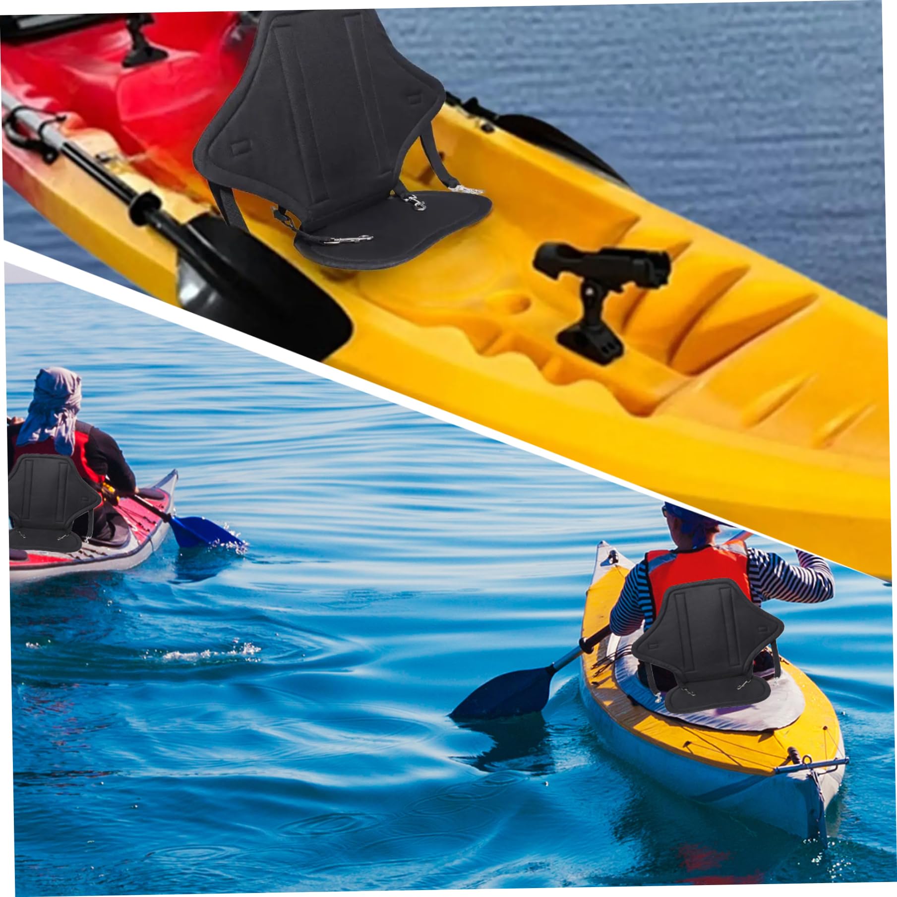 Siège de kayak 1pc avec siège à paddle réglable en nylon avec un siège de canoë réutilisable détachable avec sac de rangement accessoires en kayak noir