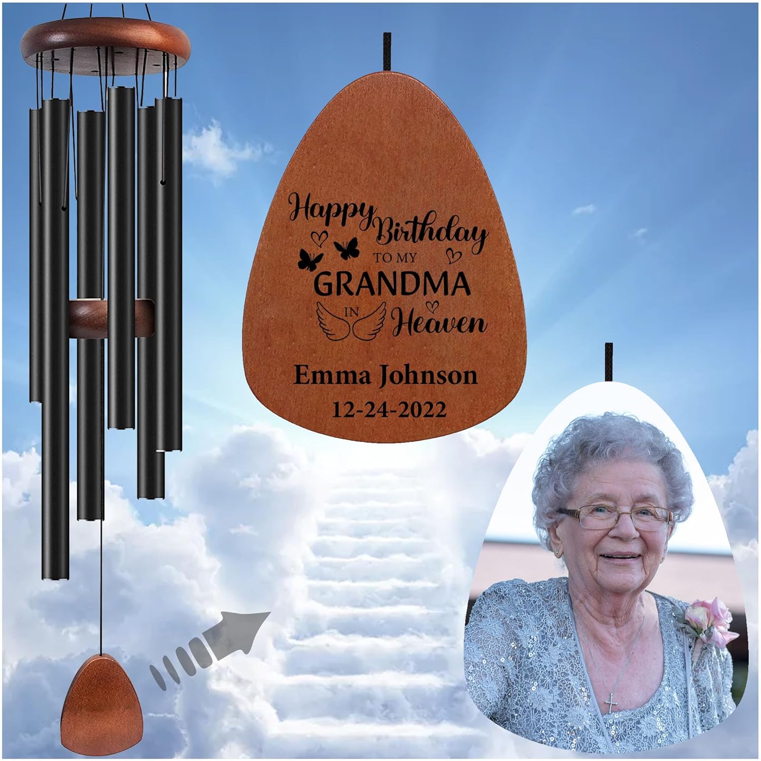 I have an angel watching over me Custom wind spinner long tubes, large wind memorial gifts heart, husband passing sympathy gift, dad remembrance gifts for daughter