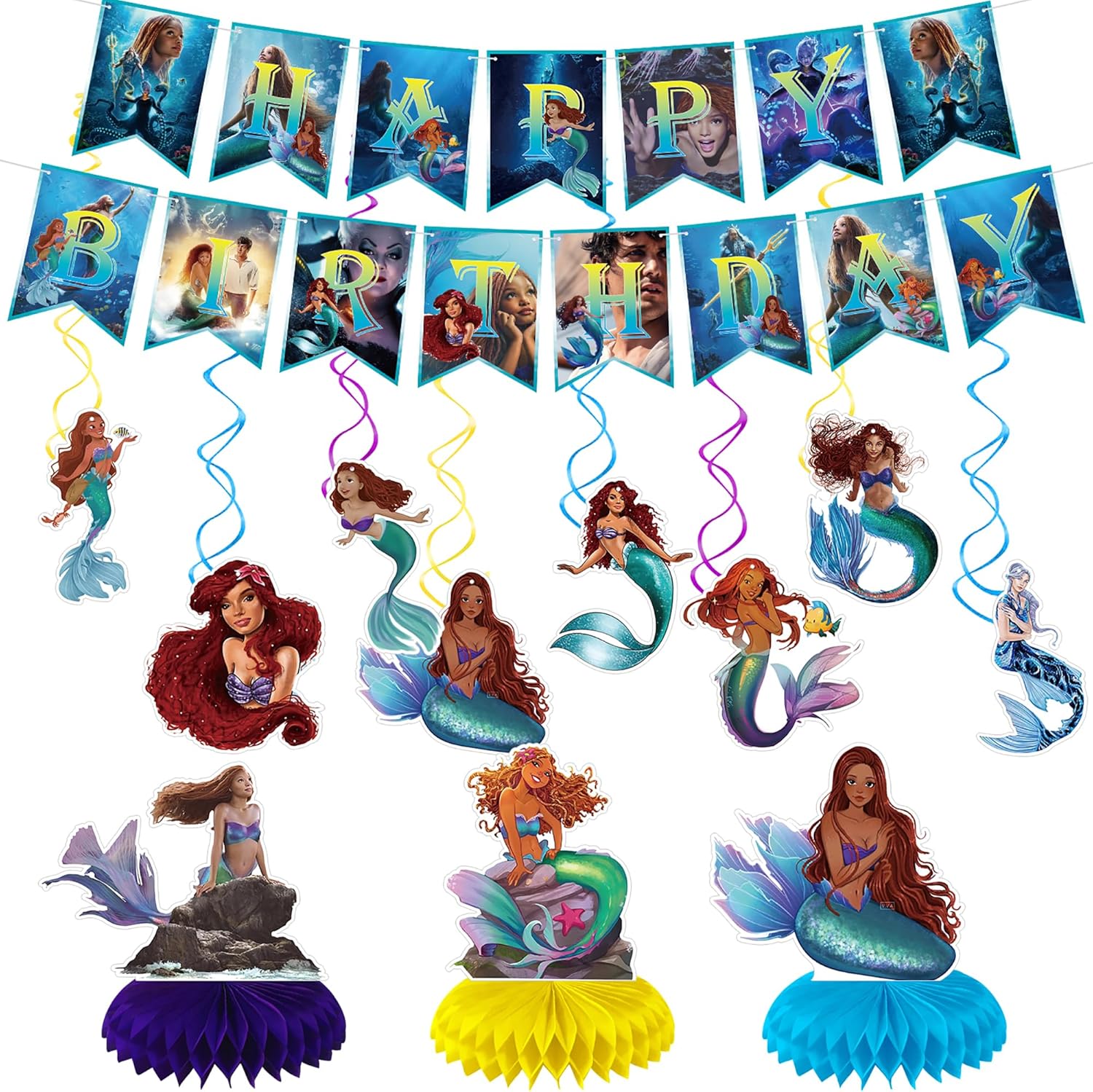 Little Mermaid 2023 Birthday Party Decorations,Black