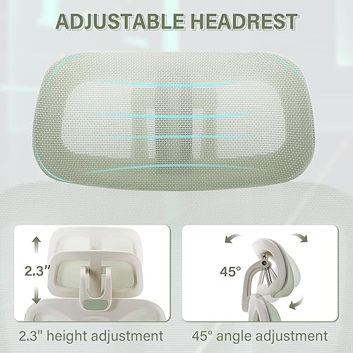 Miniatura 6 de Silla de oficina ergonómica de malla con reposapiés retráctil, silla de computadora con respaldo alto, soporte lumbar, reposabrazos y reposacabezas