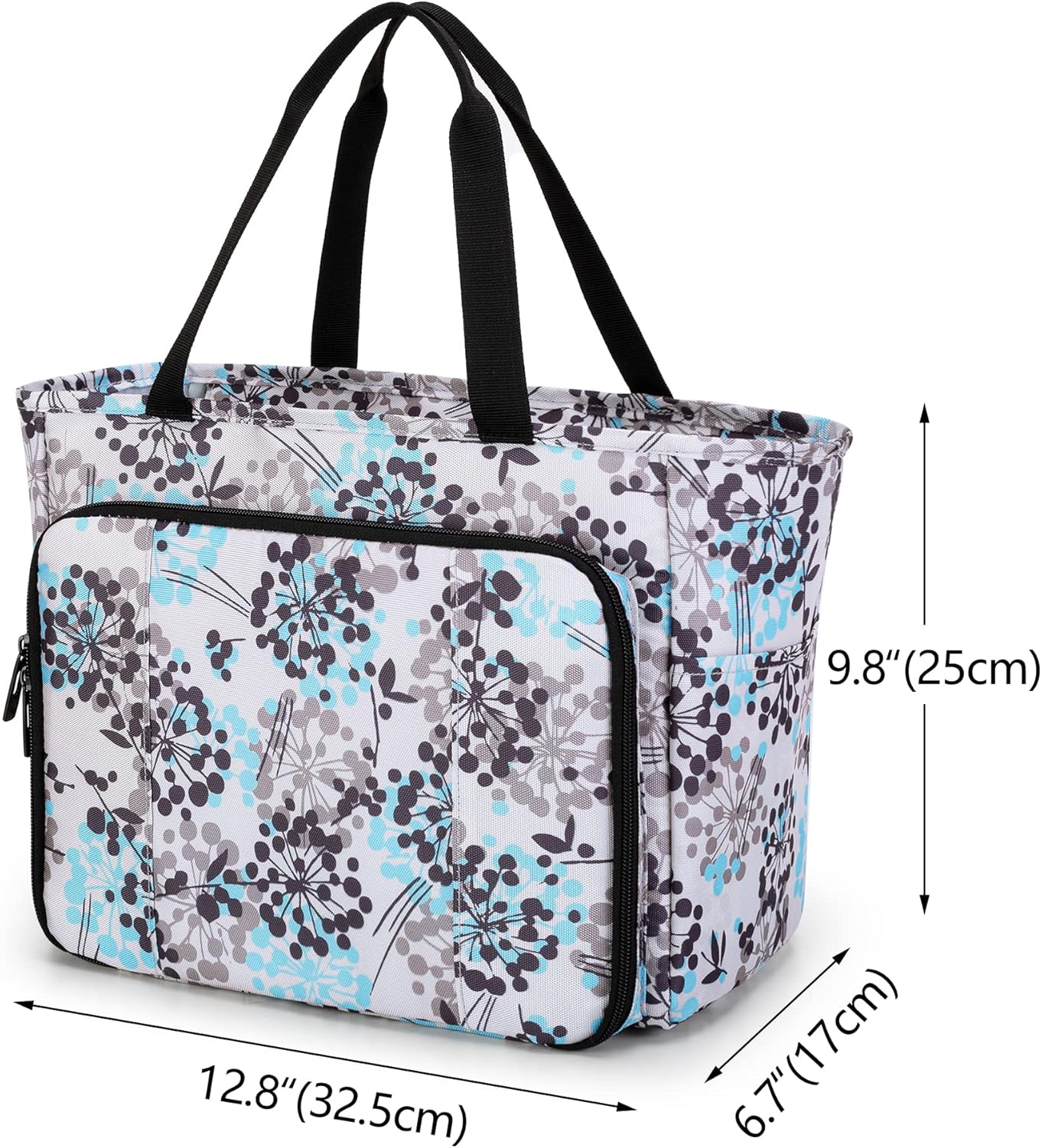 CURMIO Knitting Tote Bag, Yarn Storage Bag with Pockets for Crochet Hooks, Knitting Needles, Knitting Project and Accessories, Dandelion (Bag Only, Patented Design)
