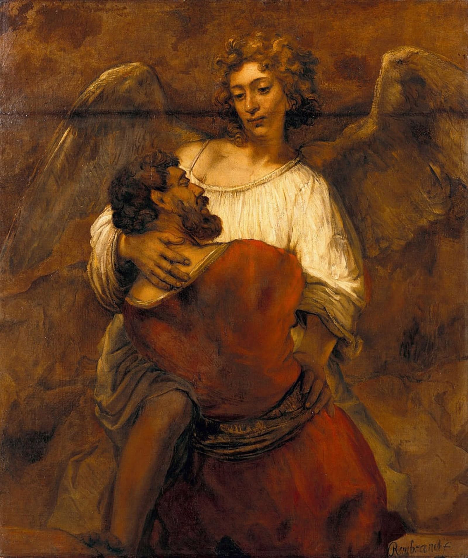 POSTERIIk Vintage Print Pop Art Landscape Artwork Jacob wrestling with the angela by Rembrandt van Rijn Art Prints for Office Home Decor 60x90cm