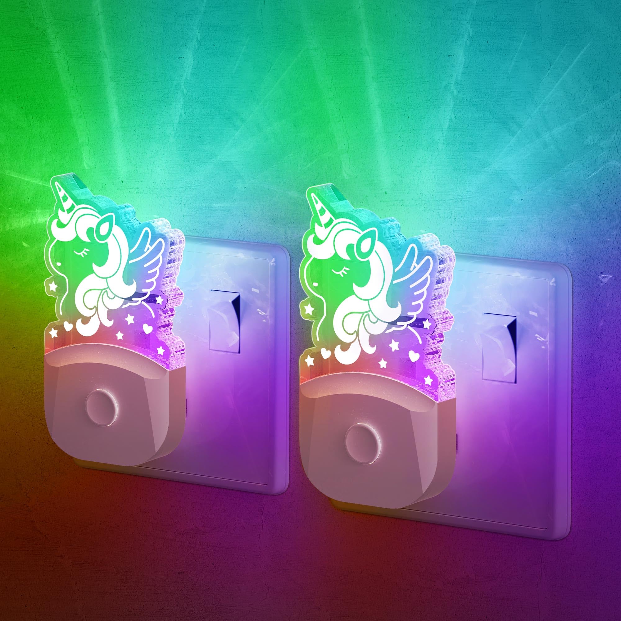 Emeritpro Night Light Plug in Wall, 10 Colour Changing, Dusk to Dawn Sensor, 0.5W Low Energy