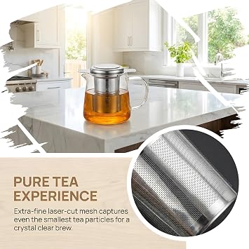 2 Pack Tea Infuser 304 Stainless Steel Mesh Strainer with Double Handles, Tea Filter for Teapots Mugs Cups to Brewing Steeping Loose Leaf Tea and Coffee, Large Capacity