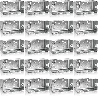 Fasmov 20-Pack 4x2x1-7/8" Galvanized Steel Handy Boxes, 13 Cu In Junction Boxes with 10 Knockouts for Easy Wiring